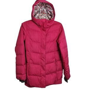 4787)ROXY Women Pink  10K Long slim Fit Ski Snowboarding Jacket Hoodie Medium